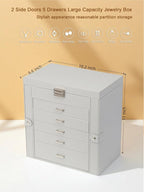 BOOVO Jewelry Box For women, 6 Layer Large Jewelry Organizer With Mirror, Multi-Function Storage Box With Lock, Necklace Hold