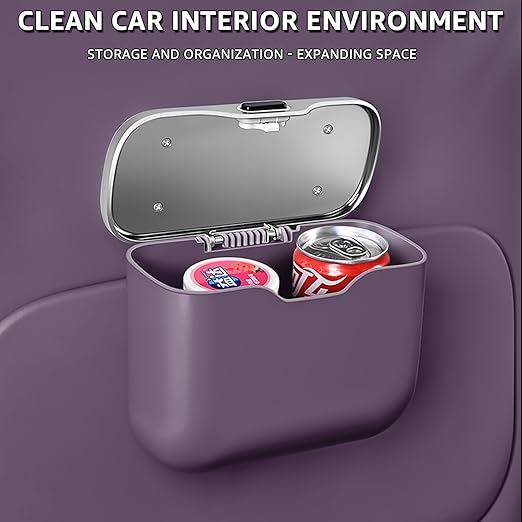 HOLDCY Car Trash Can, Waterproof Multi‑Functional Auto Trash Bin for Door/Console/Seat Back, Universal Vehicle Garbage Can for Car/Truck/SUV Drivers (Purple)