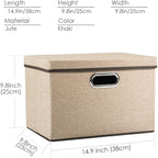 PRANDOM Collapsible Storage Cubes with Lids [1-Pack] Jute Fabric Foldable Storage Boxes Organizer Containers Baskets Bins wit