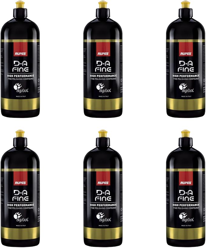 RUPES 9.DAFINE Pack of 6 1000 ml Yellow D-A Fine High Performance Fine Polishing Compounds for Car Detailing & Removing Scratches | High Performance | Micro-Abrasive Technology | Reduces Oxidation