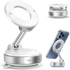 Vacuum Magnetic Car Phone Holder for Magsafe, Hands-Free 360° Adjustable Suction Cup Phone Mount for Car/Gym/Mirror/Smooth Surface, Compatible with iPhone & Android (White)