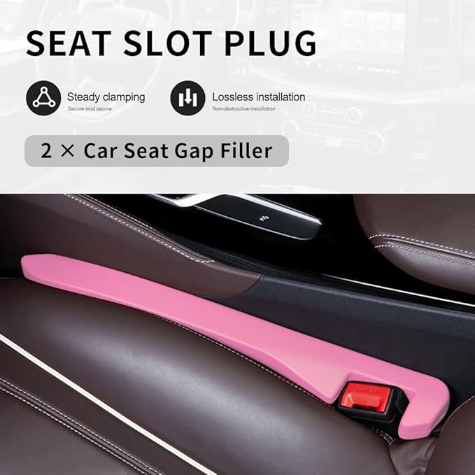 2PCS Car Seat Gap Filler,Flexible Seat Gap Organizer Between Seats for Tightly Filling Seat Gaps,Universal Car Side Seat Gap Filler Interior Car Accessories for Women & Men (Pink)