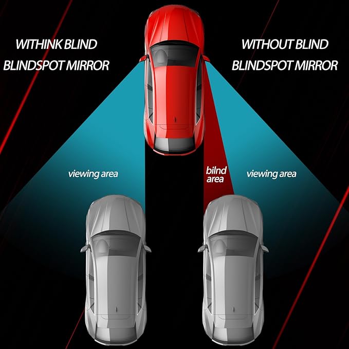 Frienda 6 Pieces Blindspot Mirror, High Definition Glass Convex Lens Frameless 360° Wide-range View Side View Mirror for Car(Fan, Round, Rectangle Shape)