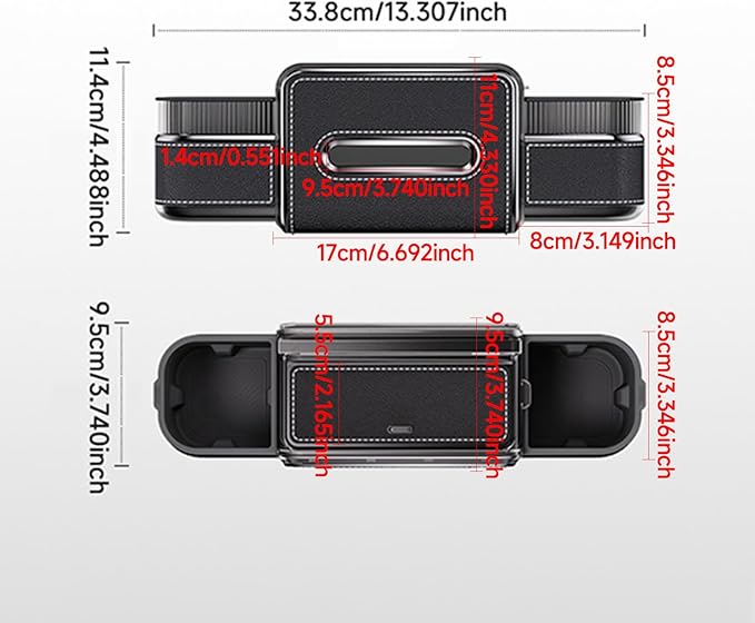 Multifunctional Car Seat Back Organizer Box with Drink Cup Holder, Makeup Mirror, Tissue Box& Hooks for Car Seat Back, New Upgrade Car Headrest Backseat Organizer Suitability for Wife, Girlfriend