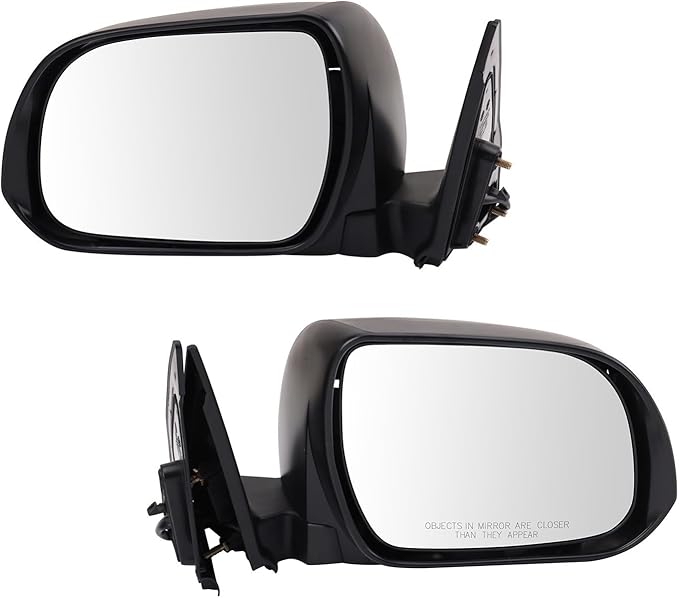 TRQ 2 Piece Driver and Passenger Side Mirror Assembly Set Electric Adjustment Non-Heated No Memory Black Compatible with 2008