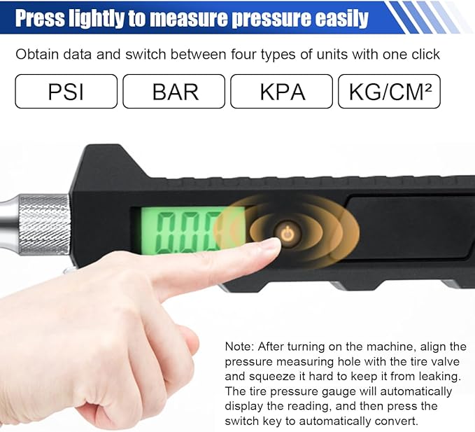 Digital Tire Pressure Gauge 230 PSI, Stainless Steel Dual Head Tire Gauge for Truck RV, Heavy Duty Tire Pressure Gauge with Backlit LCD and Flashlight for Easy and Accurate Reading