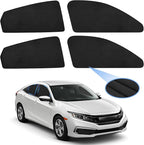 ZATOOTO Car Window Shades for Civic 2017-2024, Custom Fit Suede Car Window Covers for 100% UV & Privacy Protection, Heat Insulation, 4 Packs Side Window Sun Shade for Family Travel, Baby, Pets