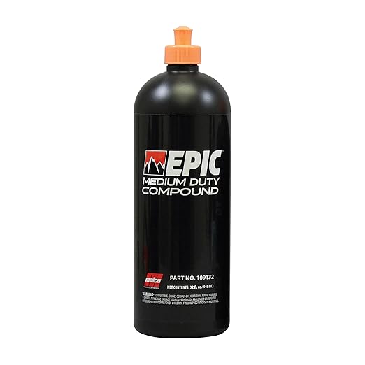 Malco EPIC Medium-Duty Car Polishing Compound – Best Minor Scratch Remover | All-in-One Compound for Polishing Car Paint | Dust-Free, Swirl-Free Finish | Removes P2500 Sand Scratches | 32 Oz. (109132)