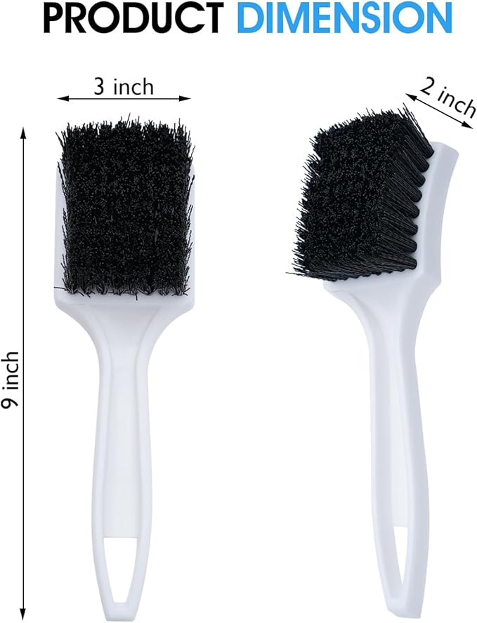 Nanoskin 3-Pack 8.5-Inch Deep Clean Stiff Scrub Brushes for Carpets & Floor Mats, Black Nylon - Pro Automotive Detailing, Hom