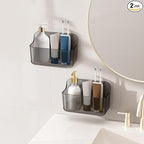Diesisa 2pc Acrylic Wall Mount Organizer, Adhesive Cabinet Door Organizer,Acrylic Bathroom Shelves for Wall,No Drilling Hang 