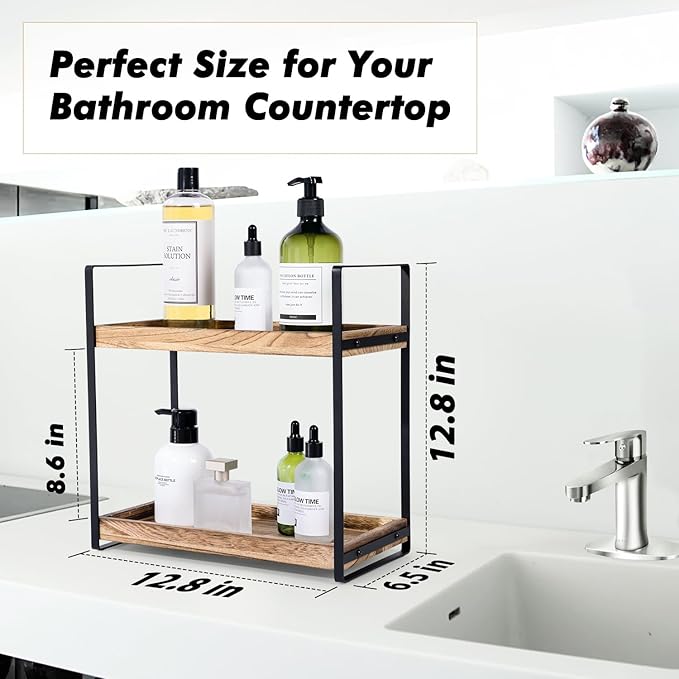 Giftacity Bathroom Counter Organizer and Storage - Kitchen Countertop Organizer for Bathroom Sink and Coffee Bar, 2-Tier Vani