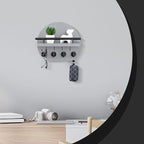 Nekon Key Holder for Wall - 9.8 Inch Apartment Wall Decor with Shelf and 8 Key Hooks, Circular Wood Key Hanger for Home Decor
