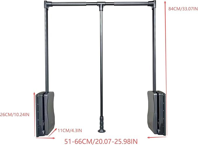 brand Wardrobe lift clothes rack,Pull Down Closet Rod for Hanging Clothes, Retractable Wardrobe Hanger for Cabinet, Aluminium