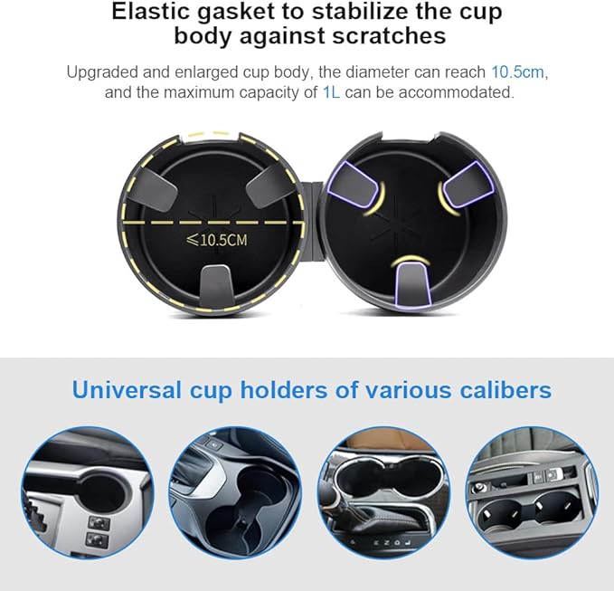 JINKEY Dual Cup Holder Expander for Car, 2 in 1 Multifunctional Large Car Cup Holder Expander Adapter with expanded 2.69"- 3.