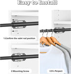Valet Rod for Closet Pull Out, 12" Adjustable extending closet rod, Standard Retractable closet rod organization rack, Valet 