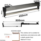 Closet Clothes Hanger Rail,Pull-Out Closet Rod 30-60cm,Wardrobe Clothing Rail,Closet Organizer Rack for Pants and Coat (450MM