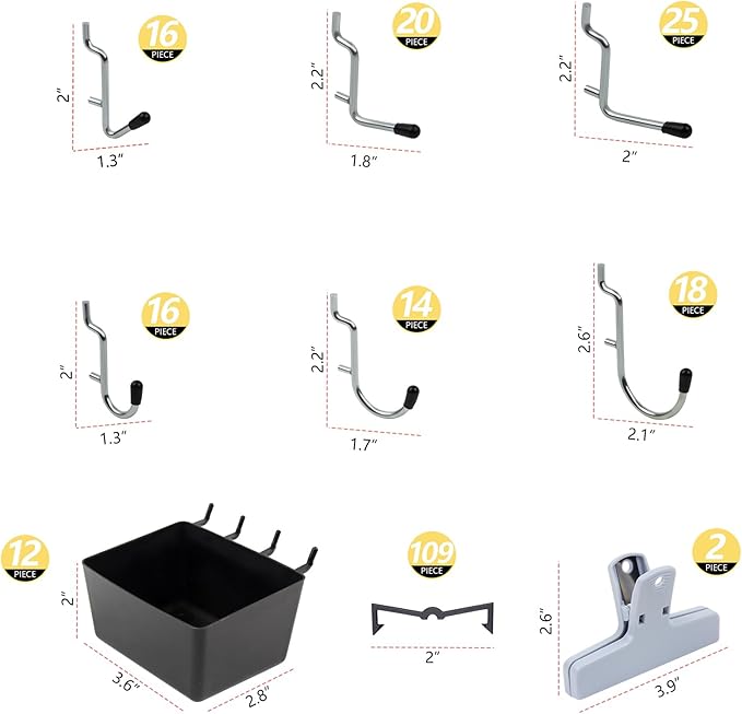 283PCS Metal Pegboard Hooks Organizer Kit for Organizing Various Tools - Heavy Duty 1/4" & 1/8" Pegboard Accessories with Peg