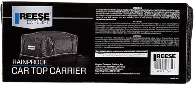 Reese Explore 1041100 Rainproof Car Top Carrier (15 Cubic Feet),Black