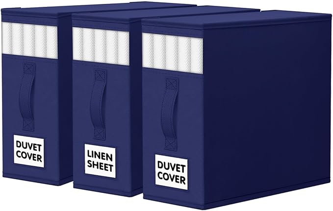 WOWBOX Sheet Organizers and Storage,Closet Bed Sheet Organizer Under Bed Storage and Organization with Label Cards & Clear Wi