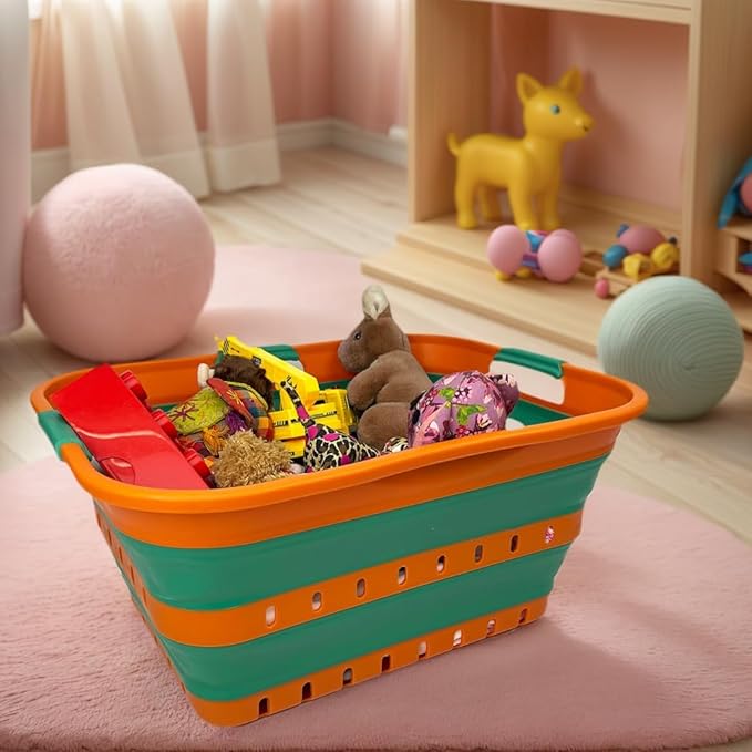 SAMMART 42L (11 gallon) Collapsible Plastic Laundry Basket - Foldable Pop Up Storage Container/Organizer - Space Saving Hampe