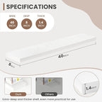 40 Inch Floating Shelves, 8 Inch Deep Floating Shelves for Wall, Hanging Shelf with Invisible Brackets, Deep Shelves for Bath