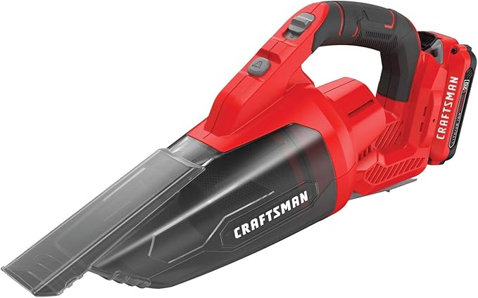 CRAFTSMAN V20 Cordless Hand Vacuum, 45 CFM, 2 Stage Filtration System with Filter, Battery and Charger Included (CMCVH001C1)