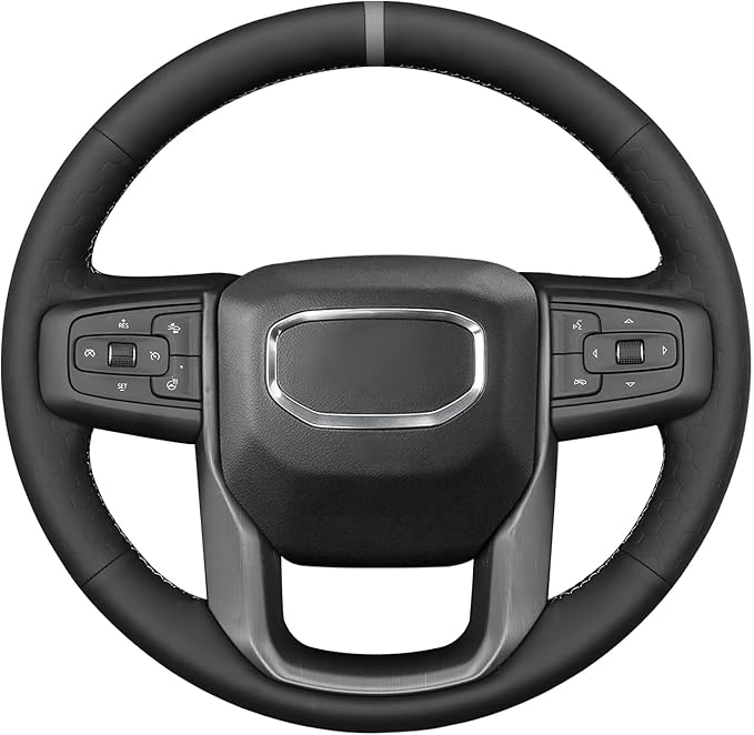 MEWANT Steering Wheel Cover for GMC Sierra Steering Wheel Cover for GMC Sierra 1500 / Sierra 1500 Limited/Sierra 2500 / Sierra 3500/ Yukon (XL) Hive Microfiber Leather
