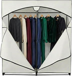 HOLDN’ STORAGE Portable Wardrobe Closet - 65 lb Large Capacity, Internal Heavy Duty Metal Rod, Zipper & Clear Window, Durable