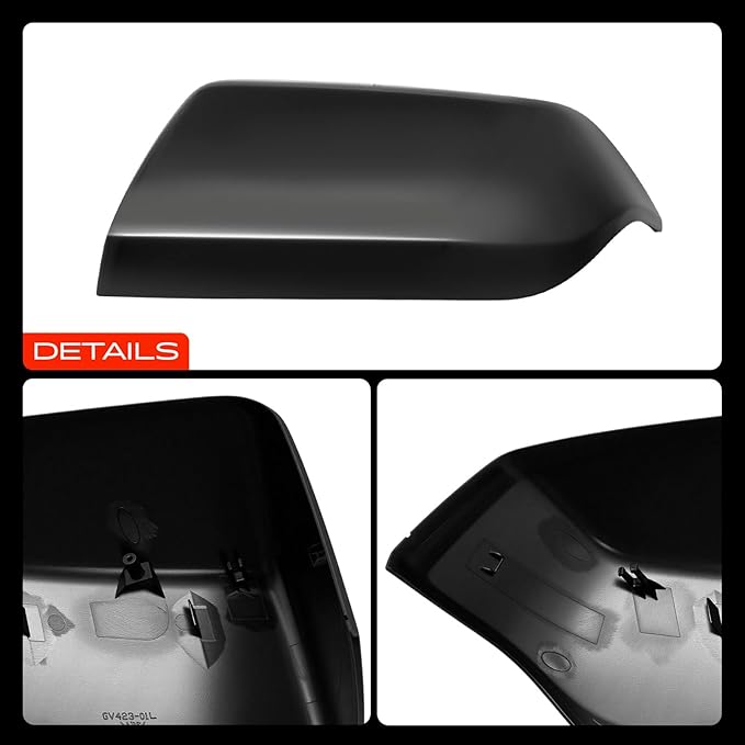 A-Premium Driver Side Rearview Mirror Cover Cap - Compatible with Chevrolet Tahoe Suburban & GMC Yukon XL & Cadillac Escalade, 2021 2022 2023 2024 - Smooth Black, Without Turn Signal Hole
