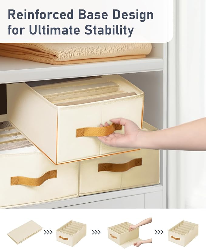 DIMJ Large Wardrobe Clothes Organizer, 6Packs Fabric Closet Storage Organizer with Handles, Foldable Closet Organizers Divide