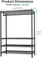 VIPEK V1 Plus Heavy Duty Clothes Rack with Shelves - 4 Tiers Adjustable Height | Holds Up to 540lbs | Perfect for Small Space