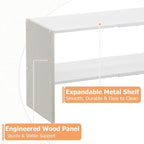 X-cosrack 2-Tier Shoe Rack Organizer for Closet, Expandable and Adjustable White Shoe Rack, Stackable Iron Wood Combination S