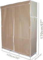 Clothes Organizer 3 Hanging Rod Shelf Portable Closet with Cover Clothes Rack Standing Closet Clothes Storage Wardrobe Garmen