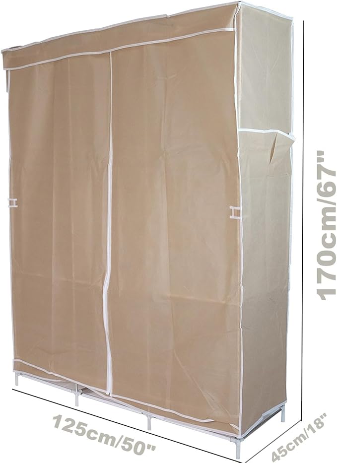 Clothes Organizer 3 Hanging Rod Shelf Portable Closet with Cover Clothes Rack Standing Closet Clothes Storage Wardrobe Garmen