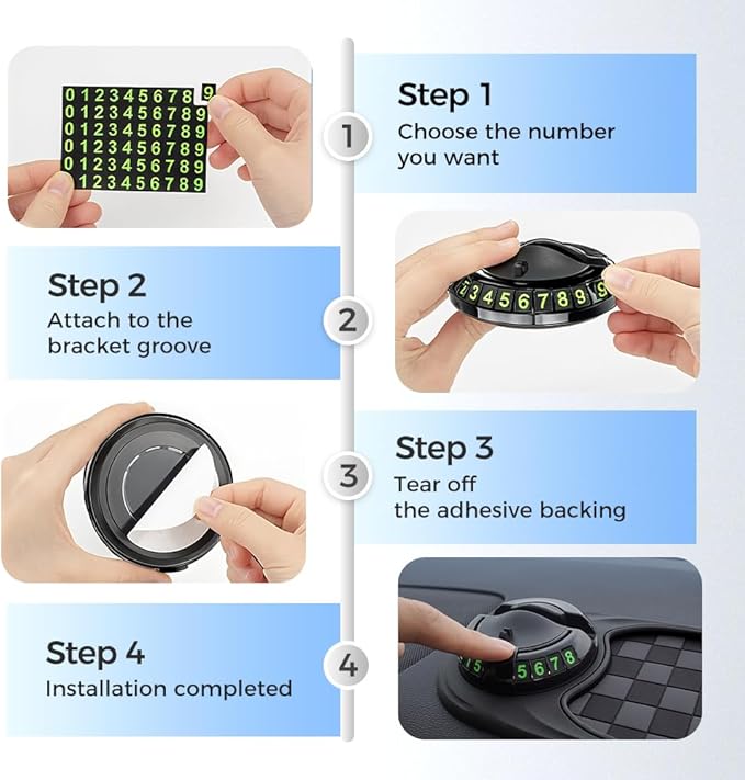 Multifunction Car Anti-Slip Mat, Non-Slip Dashboard Storage Pad with 360° Rotatable Phone Holder & Temporary Parking Number, 