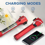 SINSEN Emergency Flashlight for Car, Seatbelt Cutter Window Breaker, 16-in-1 Multifunctional Safety Tool—Glass Hammer/Bright 