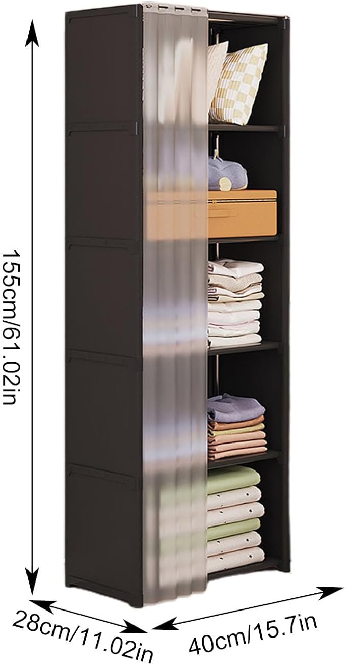 Portable Closet Wardrobe for Small Room, Clothes Storage Rack, Clothes Organizer Cabinet, Dust-Proof Garment Shelf for Home B