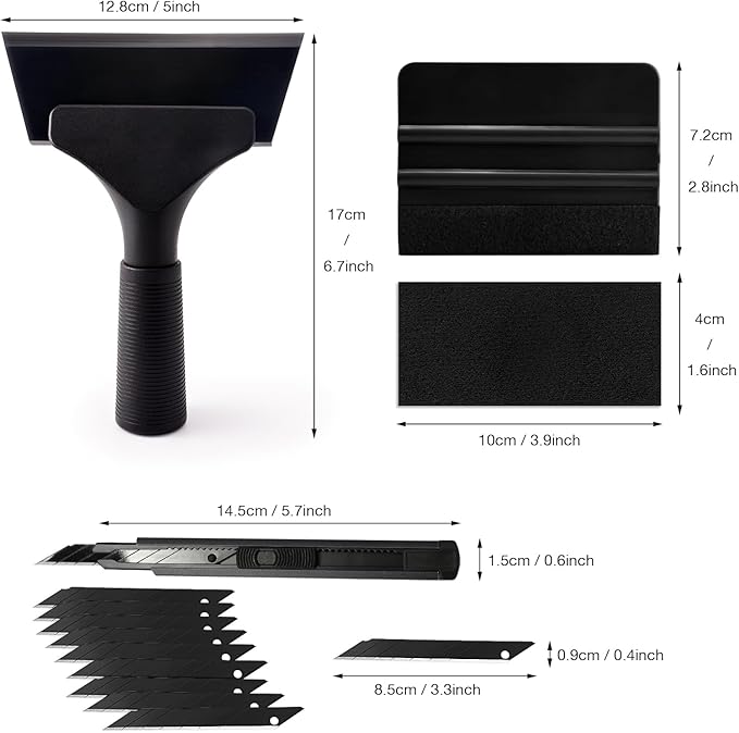 Gomake Vinyl Wrap Tool Set Window Tint Kit,Window Tint Tools Small Rubber Squeegee, Car Window Tint Application Kit,Vinyl Wrap Tools Felt Squeegee for Car Wrapping,Window Cleaning