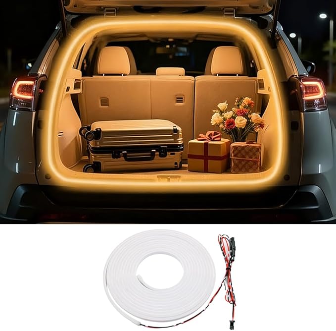 Trunk LED Light Strip, Compatible with 2022-2025 Toyota RAV4, Flexible Waterproof Silicone Embedded Cuttable Trunk Light Strip, Warm White