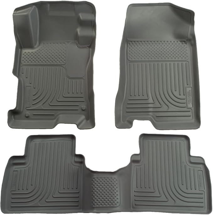 Husky Liners Weatherbeater Floor Mats | Fits 2006-2011 Honda Civic 4-Door | Front & 2nd Row, 3-pc Grey - 98412