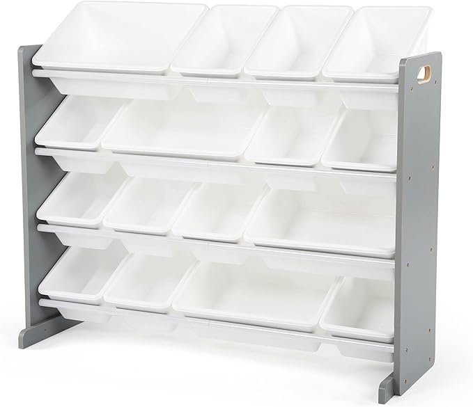 Humble Crew Supersized Toy Storage Organizer with 16 Removable Bins, Grey/White – Large Toy Storage for Toddlers Ideal for Ki