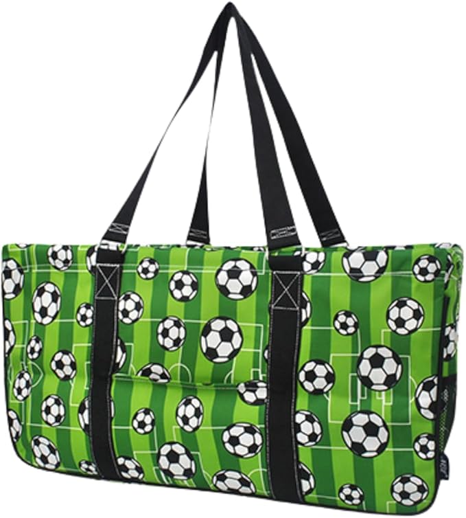 NGIL Extra Large Utility Tote Reusable Grocery Bag Oversized Collapsible for Groceries, Storage, Picnic, Beach (Soccer Goal-Black)