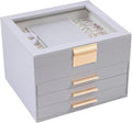 BOOVO Clear Lid Jewelry Box,4 Layers Jewelry Organizer Large Jewelry Storage Box with 3 Drawers,Jewelry Holder Organzier of R