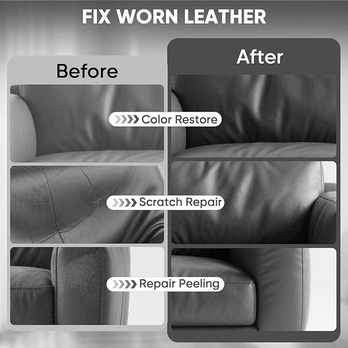 Leather Recoloring Balm - Scratch Repair & Color Restore Kit for Faded Leather, Leather Couch & Car Seats - 12OZ Leather Rest