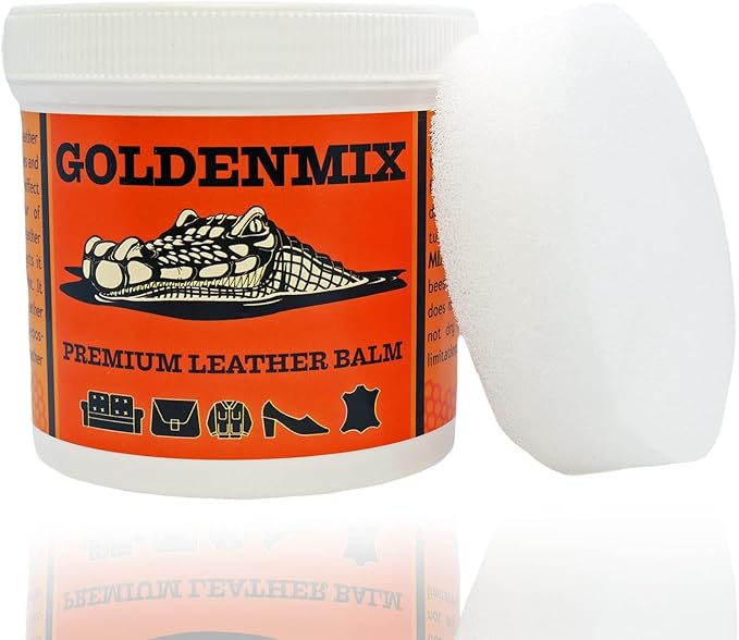 GOLDENMIX Beeswax Leather Care Balm - Protector, Conditioner, Polish, Cleaner, and Waterproofing Cream for Shoes, Boots, Car 