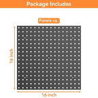 TORACK 4 PCS 16 x16 in Pegboard Panels for Wall Garage Tools Organizer Pegboard for Workbench, Modular Peg Board Tool Board(P