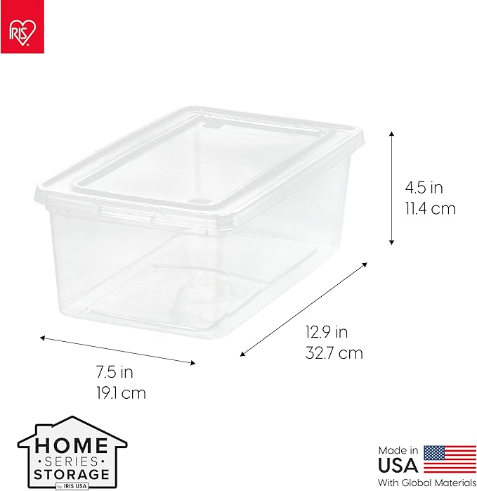 IRIS USA 20-Pack Storage Bins with Lids, 6 Quart, Shoe Boxes Clear Stackable Containers Organize Shoes Closet Shelves, Classr