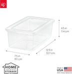 IRIS USA 20-Pack Storage Bins with Lids, 6 Quart, Shoe Boxes Clear Stackable Containers Organize Shoes Closet Shelves, Classr