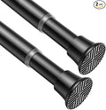 AIZESI 2Pcs Black Adjustable Tension Curtain Rod, 31-63 Inch Spring No Drill Stainless Steel Shower Rods for Bathroom，Closet 