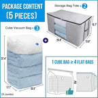 Cube Vacuum Storage Bags, Space Saver Bags, Premium Totes with Cubic Vacuum Compression Seal Bags for Clothing & Bedding. Jum